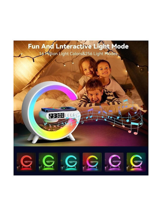 Smarte LED-Lampe RGB RGB LED Bluetooth-Lautsprecher Ladegerät 15W Mobile Uhr Klangmaschine 15x15x5,5cm Weiß