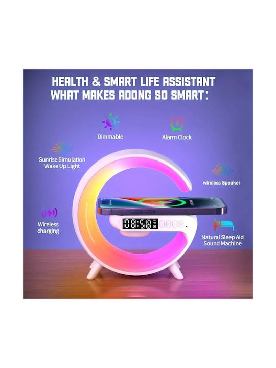 Smarte LED-Lampe RGB RGB LED Bluetooth-Lautsprecher Ladegerät 15W Mobile Uhr Klangmaschine 15x15x5,5cm Weiß
