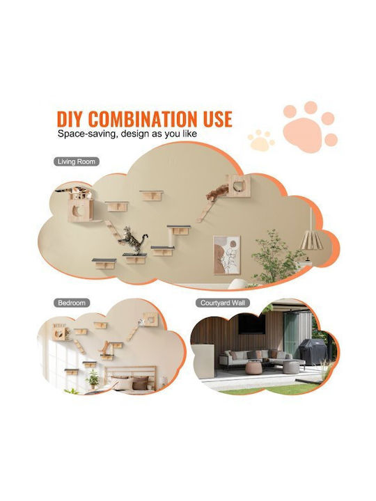 Vevor Scratching Post Cat Trees Beige Wall Mounted 7.6x7.6cm