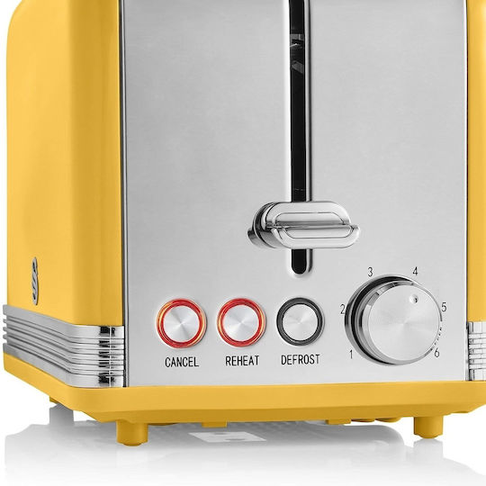 Swan Retro Тостер Двуместна 815W Жълта