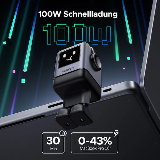 Ugreen Charging Stand GaN with USB-A Port and 3 USB-C Ports 100W Power Delivery / Quick Charge 4.0 in Gray color (X688)