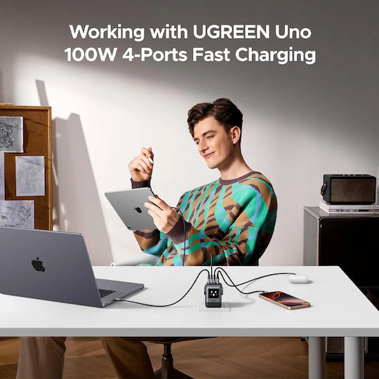 Ugreen Charging Stand GaN with USB-A Port and 3 USB-C Ports 100W Power Delivery / Quick Charge 4.0 in Gray color (X688)