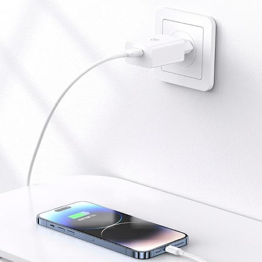 Usams Charger with USB-A Port and Cable Lightning 18W Quick Charge 3.0 Whites (US-CC083)