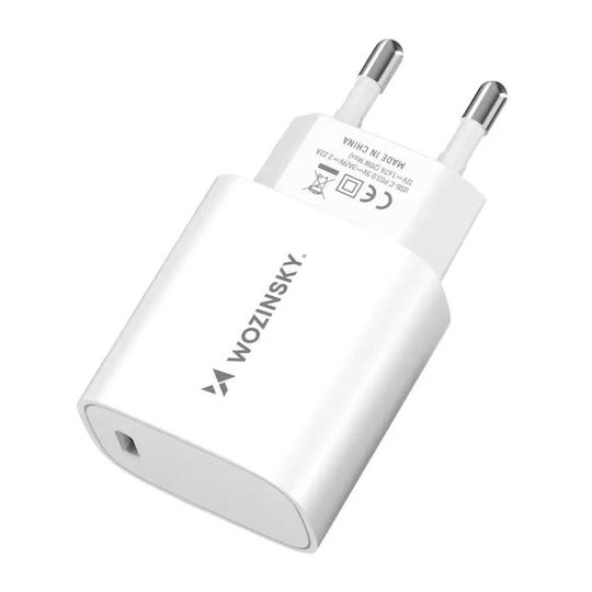 Wozinsky Charger Without Cable with USB-C Port 20W Power Delivery / Quick Charge 3.0 Whites (WGWCCW)