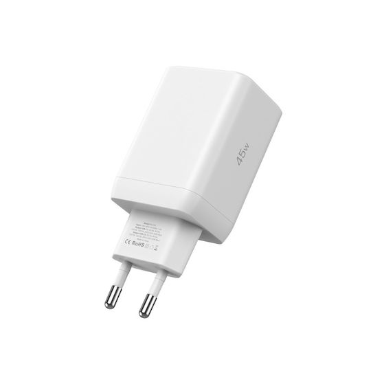 Tech-Protect Încărcător Fără Cablu GaN cu 2 Porturi USB-C 45W Albς (NC45W)