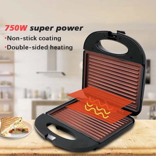 Raf Τοστιέρα Γκριλιέρα 750W Μαύρη