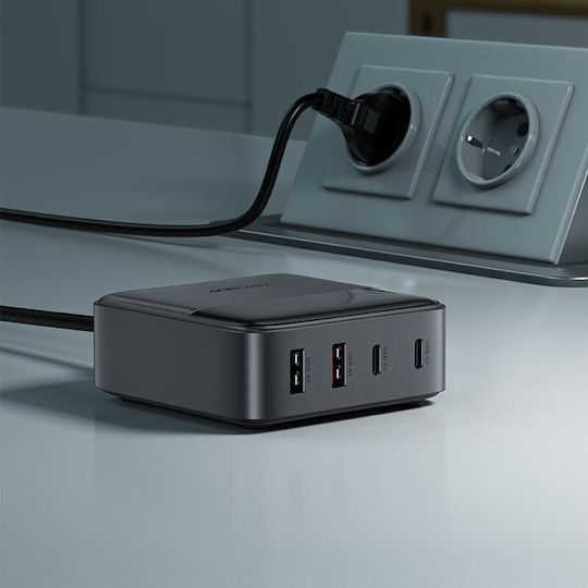 Acefast Ladestation GaN mit 2 USB-A Anschlüsse und 2 USB-C Anschlüsse 65W Stromlieferung / Schnell-Ladung 4+ in Schwarz Farbe (Z6)