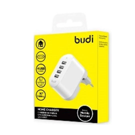 Budi Φορτιστής Χωρίς Καλώδιο με 4 Θύρες USB-A 34W Λευκός (BUD-028E)