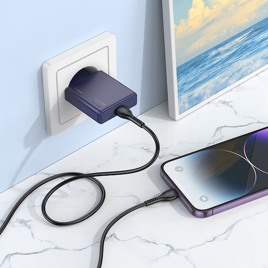 Hoco Φορτιστής Χωρίς Καλώδιο GaN με Θύρα USB-C 30W Power Delivery Μπλε (N44)