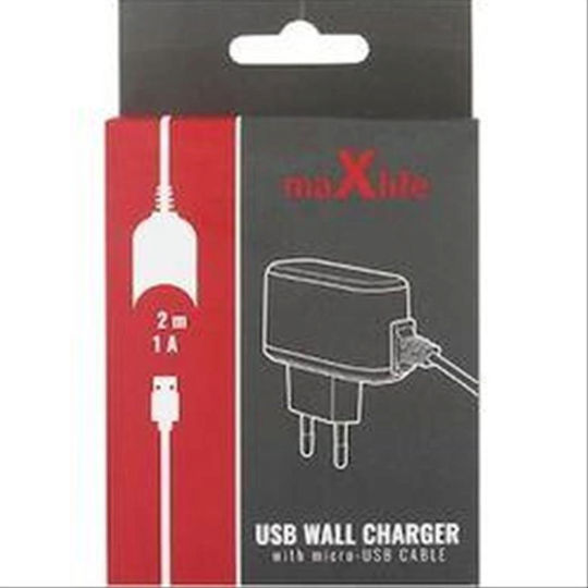 Maxlife Charger with Built-in Cable micro USB Blacks (Charger)