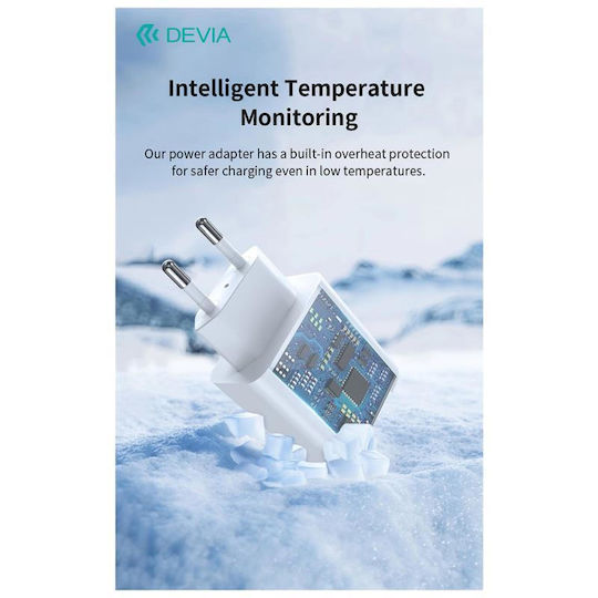 Devia Φορτιστής Χωρίς Καλώδιο με Θύρα USB-C 45W Power Delivery Λευκός (Rocket Series)