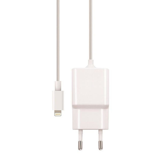 Maxlife Mobile Phone Charger with Built-in Lightning Cable White