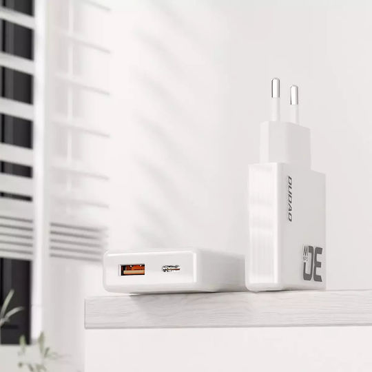 Dudao Φορτιστής Χωρίς Καλώδιο GaN με Θύρα USB-A και Θύρα USB-C 30W Power Delivery / Quick Charge 3.0 Λευκός (A30EU)