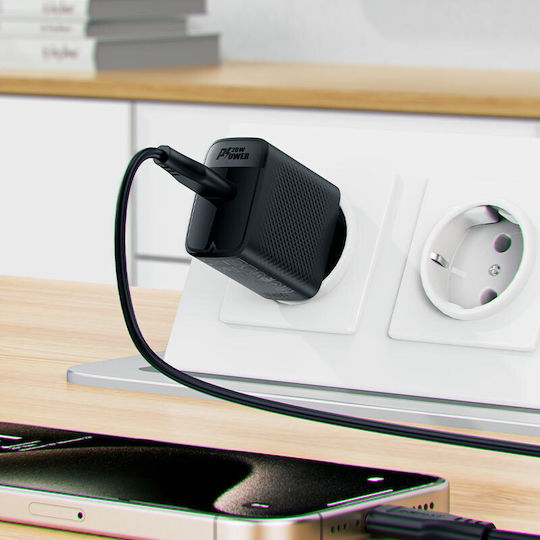 Acefast Φορτιστής GaN με Θύρα USB-C και Καλώδιο USB-C - USB-C 20W Power Delivery Μαύρος (A82)