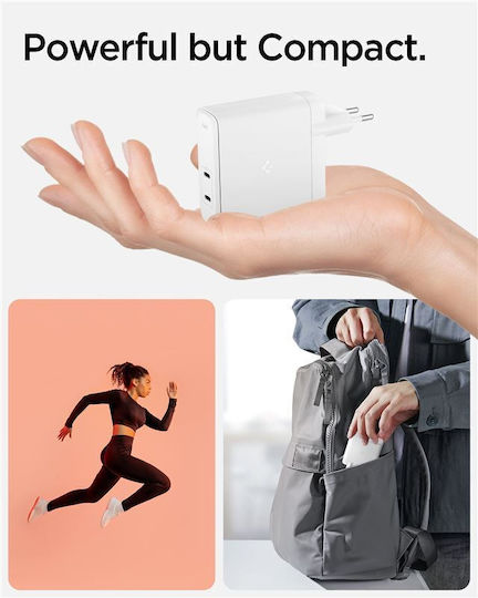 Spigen Φορτιστής Χωρίς Καλώδιο GaN με 2 Θύρες USB-C 140W Power Delivery Λευκός (ArcStation Pro GaN-1402)