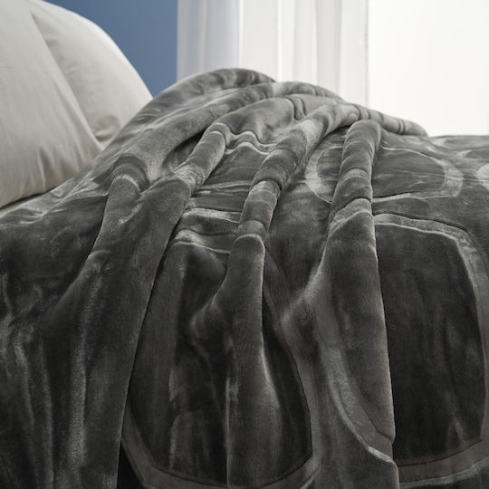 Charalambidis Textiles Spanish Velvet Blanket Double Size 220x240cm Dark Gray