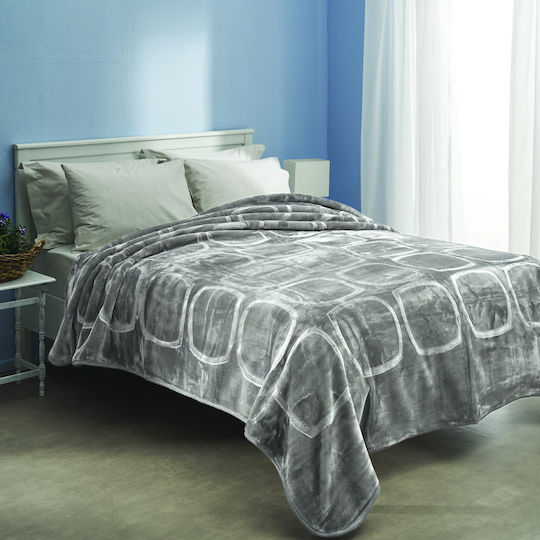 Charalambidis Textiles Spanish Velvet Blanket Double Size 220x240cm Dark Gray