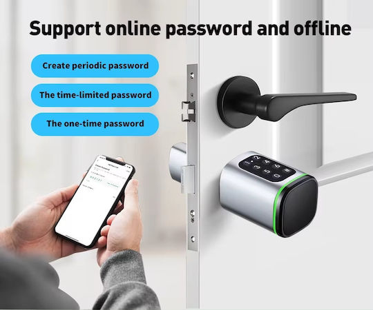 Ηλεκτρονική Κλειδαριά με Σύνδεση Wi-Fi και Bluetooth Ασημί