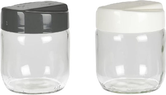 Excellent Houseware Set 2 Bucăți Vaze pentru Zahăr / Cafea cu Capac Sticlă Transparentă 425ml 2 Bucăți
