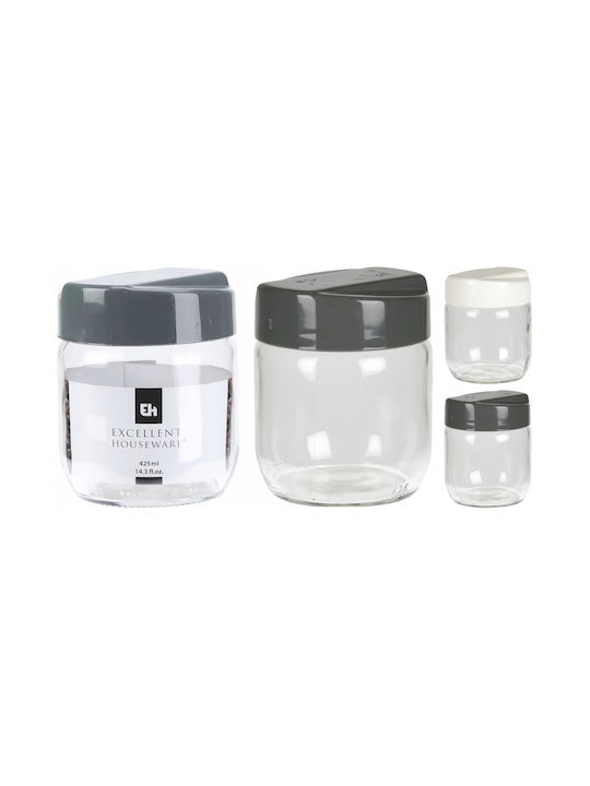 Excellent Houseware Set 2Stück Gläser für Zucker / Kaffee mit Deckel Glas Transparent 425ml
