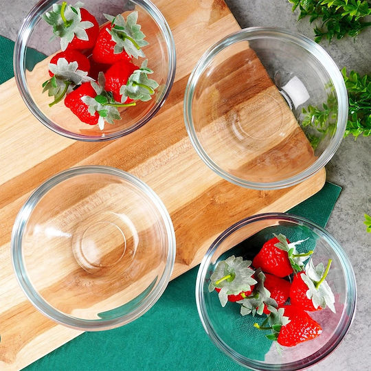 Excellent Houseware Bol de Servire pentru Înghețată Rotund Sticlă Transparent cu Diametru 12buc 4buc