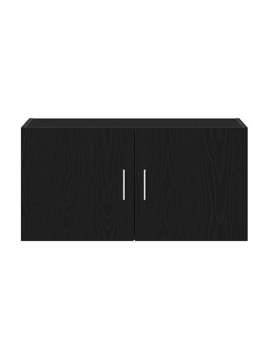 Wall Mount Living Room Cabinet Made of Particle Board Black Oak 80x39x40cm