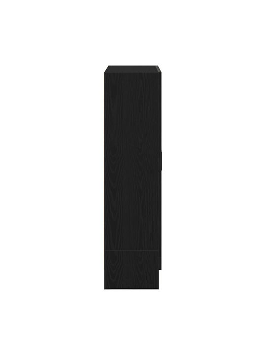 Floor Standing Living Room Display Cabinet made of Particle Board with Windowed Black 82.5x30.5x115cm