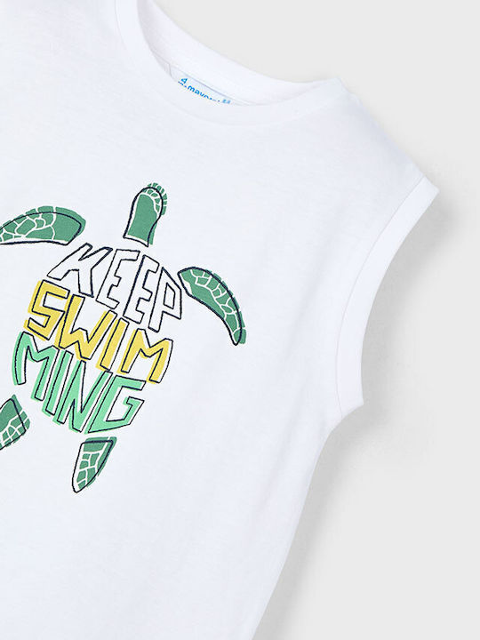 Kids Sleeveless White Blouse Turtle
