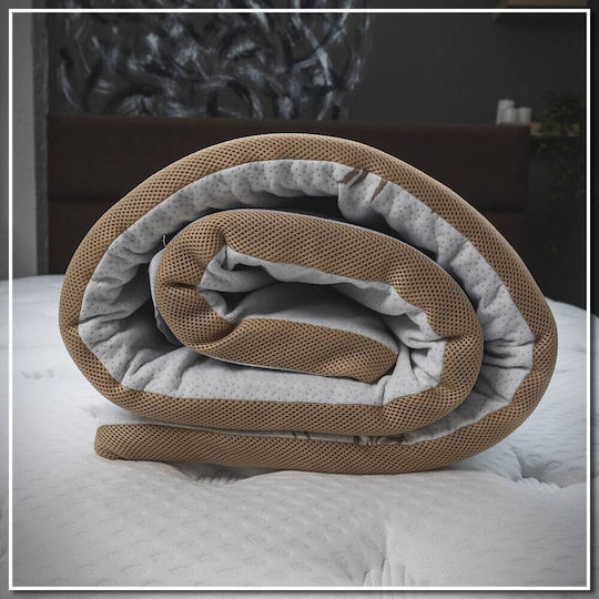 Klikareto Mattress Topper Bamboo Single Memory Foam with Bamboo Fibers , Removable Cover & Elastic Straps 90x190x4cm