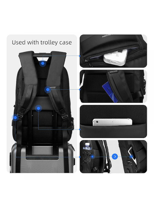 Mark Ryden Rucsac Impermeabil pentru Laptop 15.6" cu Port USB în Culoare Neagră