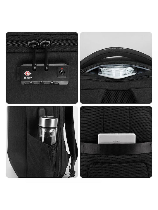 Rucsac Mark Ryden Compatibil cu Laptop de 15.6", Tabletă de 10.5", Capacitate 20l, Lacăt TSA, Port USB, Complet Impermeabil, Sistem Antifurt, Unisex, Spațios, pentru Călătorii, Școală, Birou, Negru
