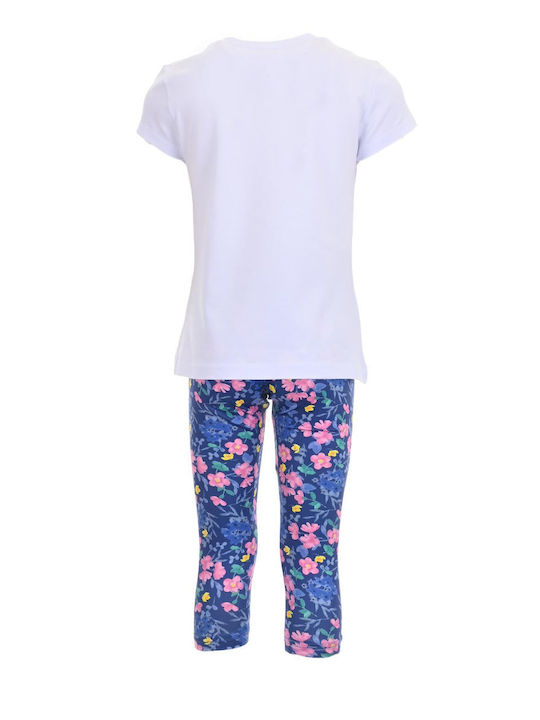 Kids' Set with Leggings Summer 2pcs White Butterfly
