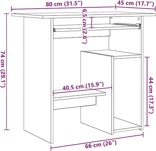 Schreibtisch Holz Black Oak 80x45x74cm