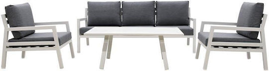 Living Room Set 4 Pieces White with Pillows Living Room Set 4 Pieces White with Pillows