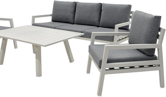 Santiago Outdoor Living Room Set 4 Pieces White with Pillows