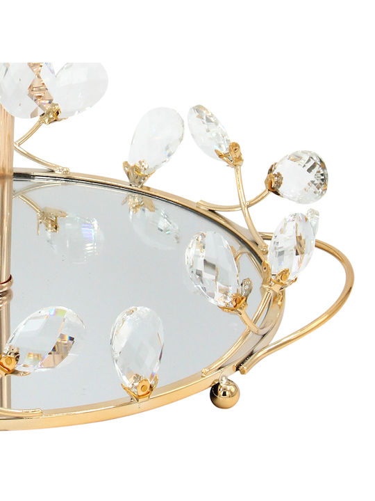 Keskor Metallic Round Decorative Tray with Mirror 31x29x27cm