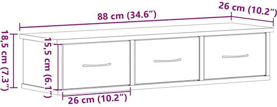 Dulap Suspendat pentru Sufragerie din Placă Aglomerată Negru și Stejar 88x26x18.5cm