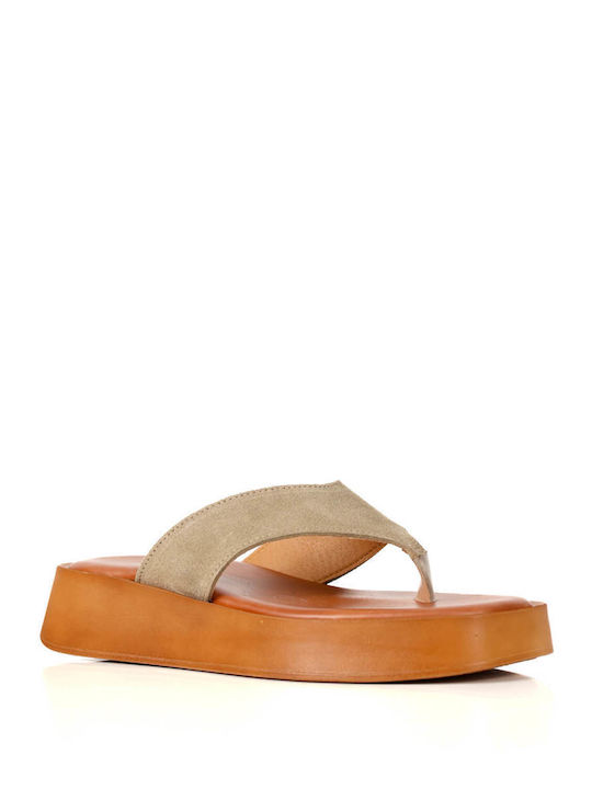 Beige Leather Sandals with Anatomical Sole