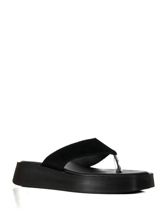 Black Leather Sandals with Anatomical Insole