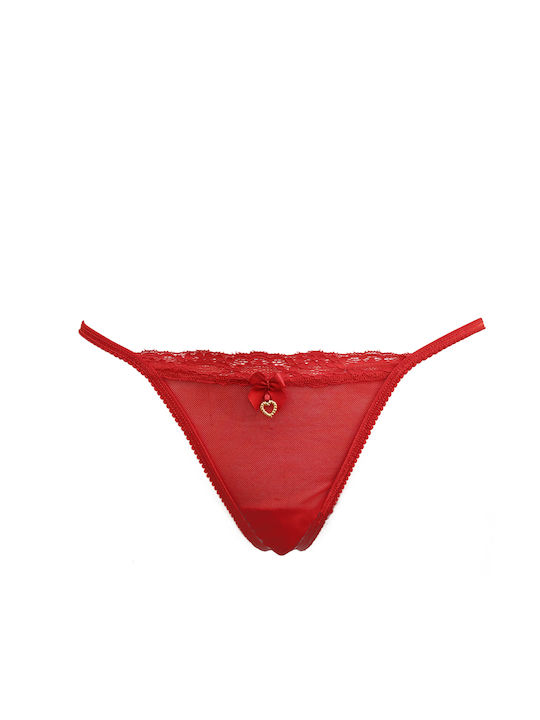 Milena by Paris Baumwolle Damen Zeichenfolge mit Spitze Rot