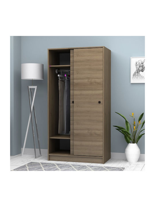 Double Door Wardrobe Sliding Misra Walnut 94x52x182cm