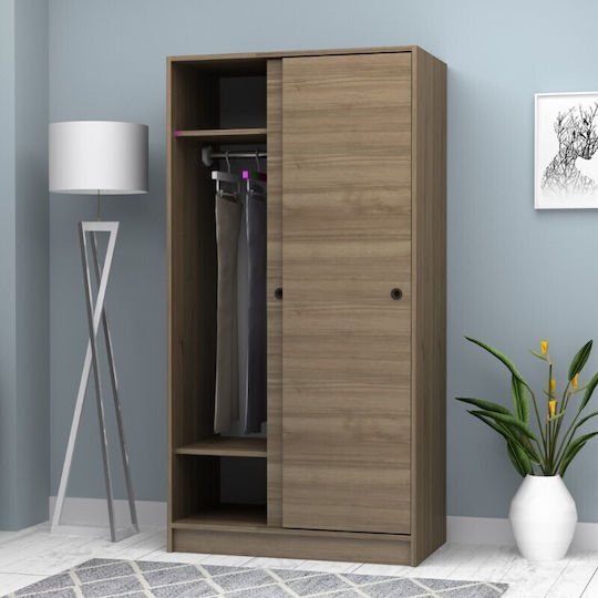 Doppeltür Kleiderschrank Schieben Misra Walnut 94x52x182cm