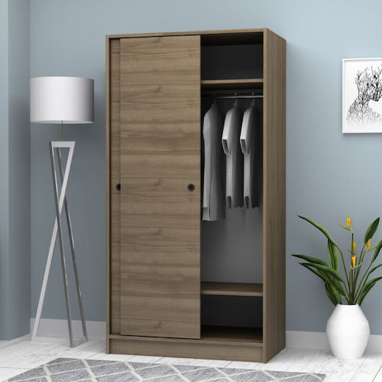 Doppeltür Kleiderschrank Schieben Misra Walnut 94x52x182cm
