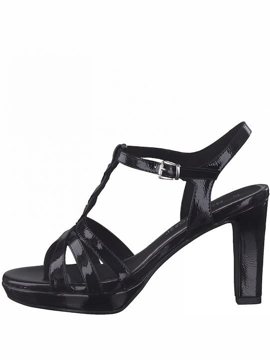 Marco Tozzi Patent Leather Women's Sandals Black