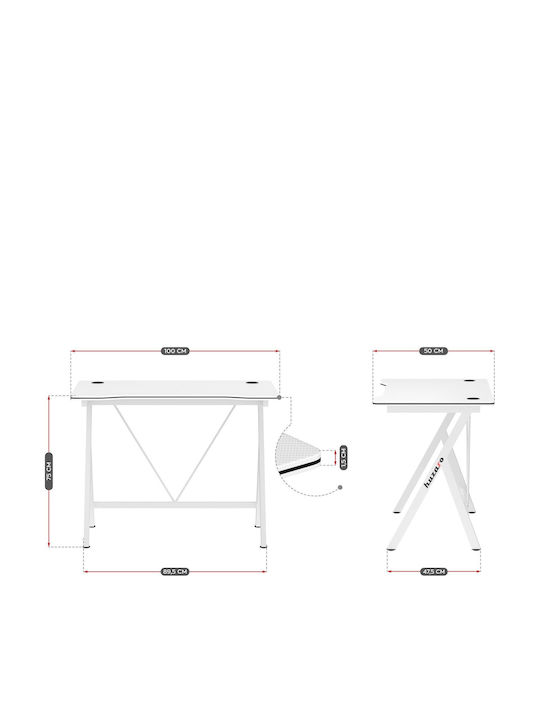 Gaming Office Hero Wooden White with Metal Legs 100x50cm