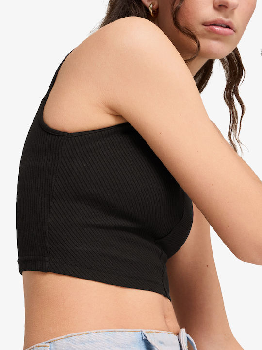 Women's Cotton Sleeveless Crop Top Puma Black