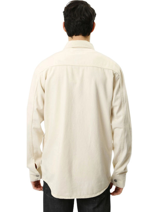 Дълъг Ръкав Деним Overshirt в Стандартна Кройка Екрю