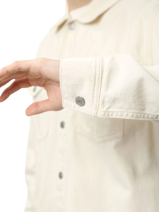 Дълъг Ръкав Деним Overshirt в Стандартна Кройка Екрю