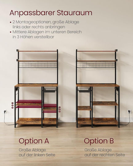 Songmics Rack de bucătărie Lemn Maro 90x40x165.5cm
