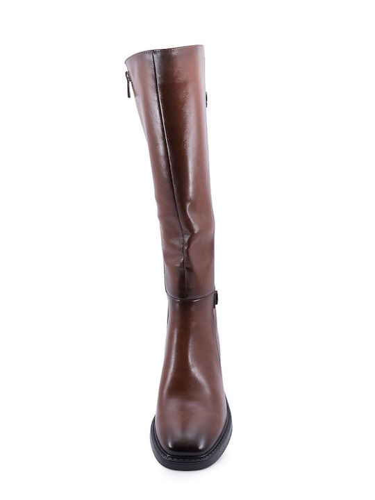 Medium Heel Women's Boots Tabac Brown